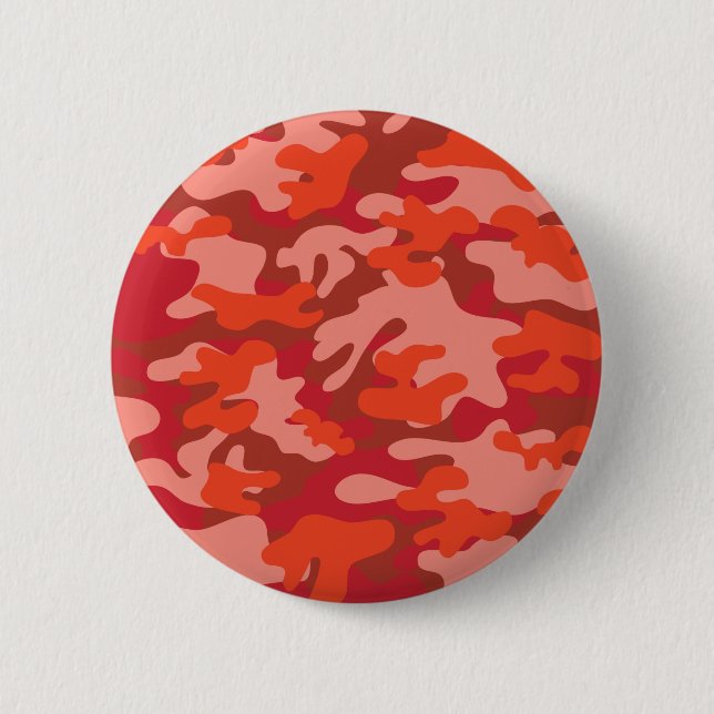 Red Camouflage 6 Cm Round Badge (Front)