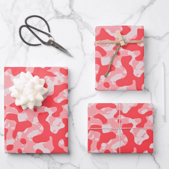 Red Camouflage Camo Wrapping Paper Sheet (Front)
