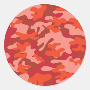Red Camouflage Classic Round Sticker