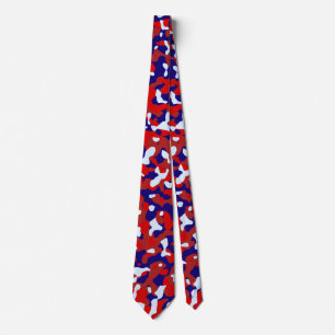 Red Camouflage in Deep Blue and Light Blue Tie