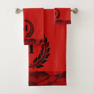 Red Camouflage Monogrammed Bath Towel Set