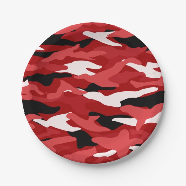 Red camouflage paper plate (Front)