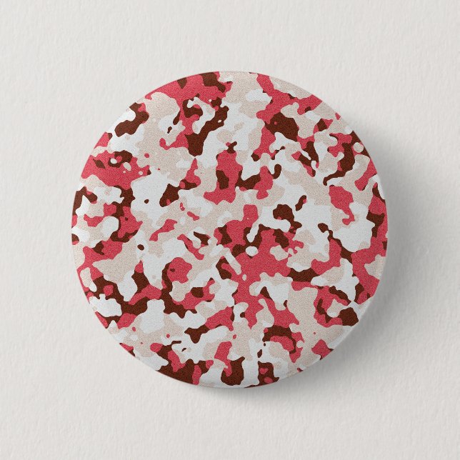 Red camouflage pattern 6 cm round badge (Front)