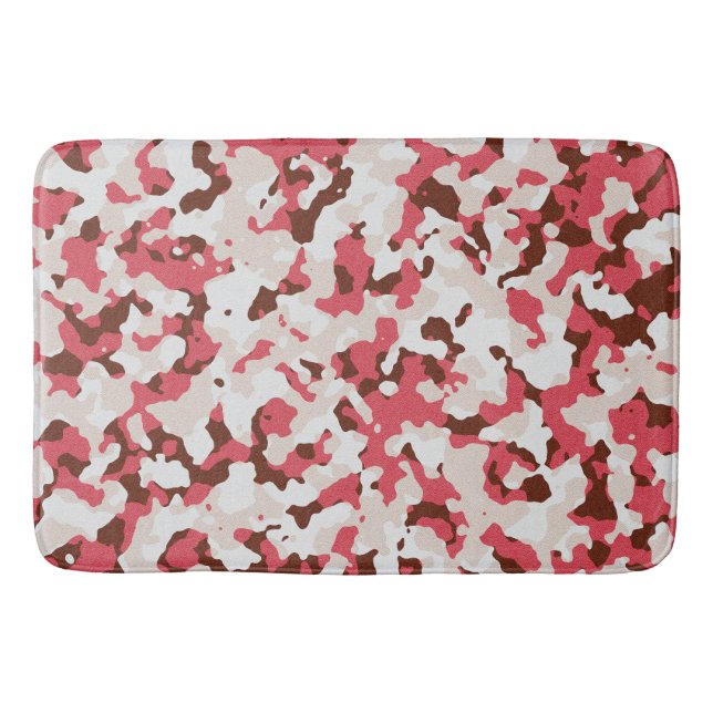 Red camouflage pattern bath mat (Front)