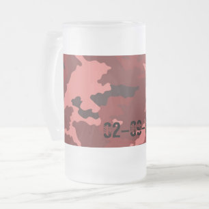 Red camouflage pattern frosted glass beer mug