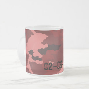 Red camouflage pattern frosted glass coffee mug