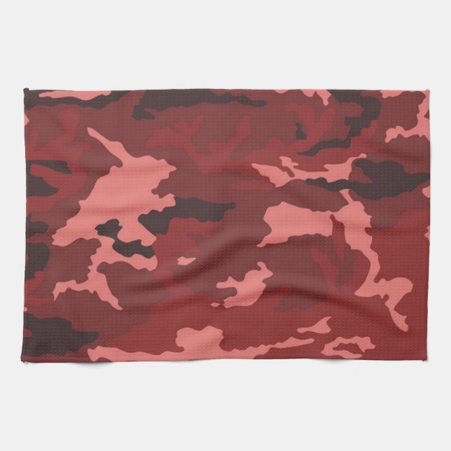 Red camouflage pattern kitchen towel (Horizontal)