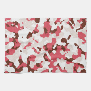 Red camouflage pattern tea towel
