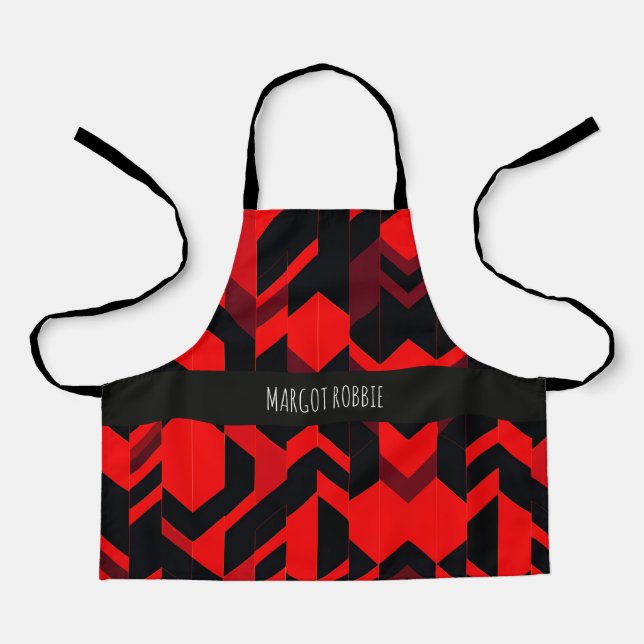 Red camouflage sharp corner Geometric Pattern Apron (Front)