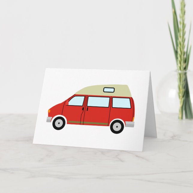 Red Camper Van High Top Mobile Freedom Card (Front)