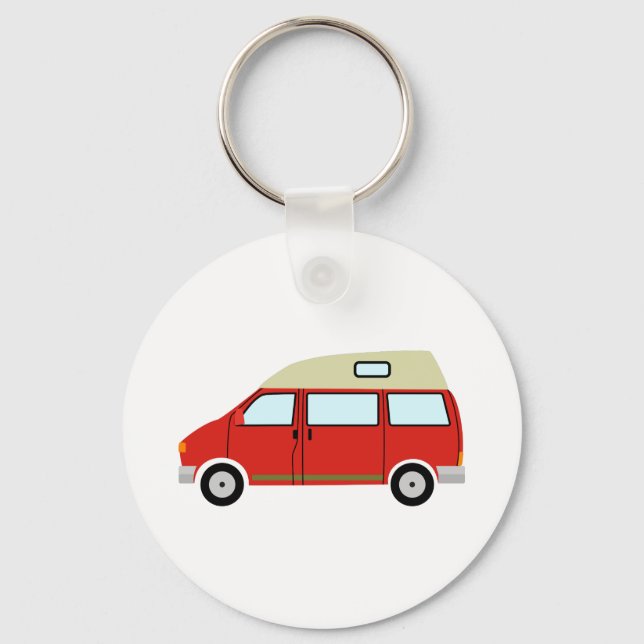 Red Camper Van High Top Mobile Freedom Key Ring (Front)