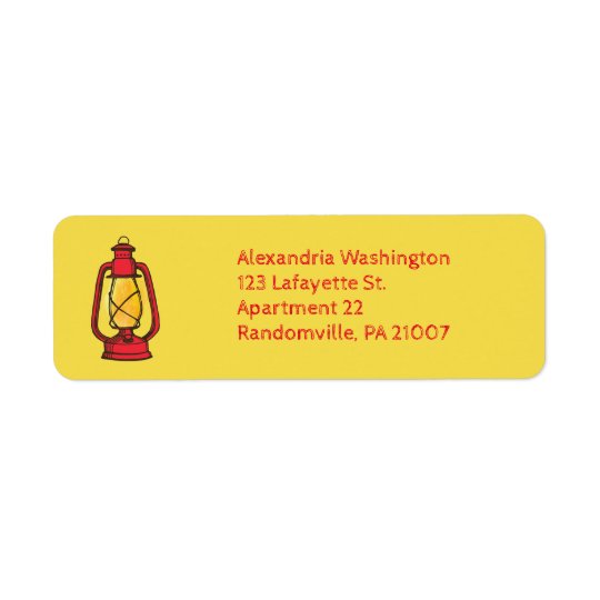 Red Camping Lantern Return Address Labels