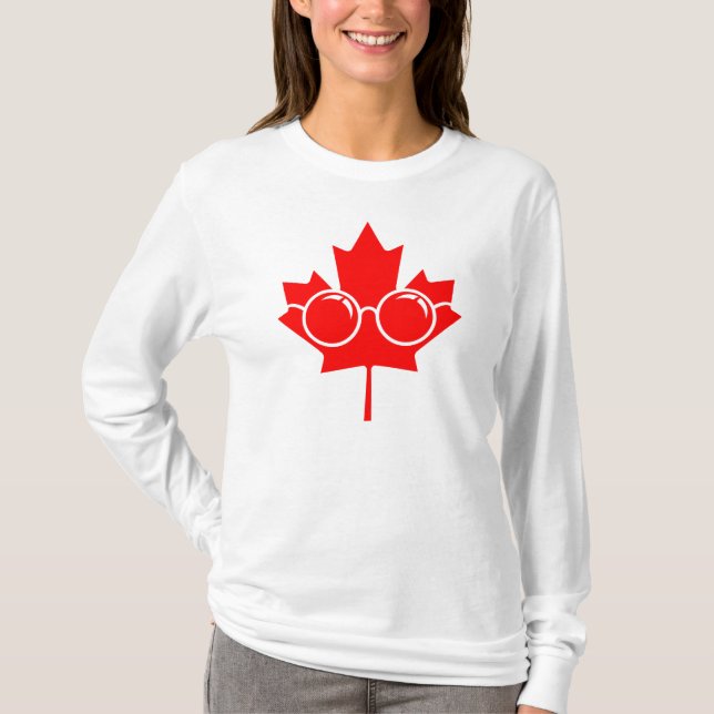 Red Canada maple plus glasses T-Shirt (Front)