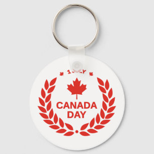 red canadian day maple leaf 1st july white key ring