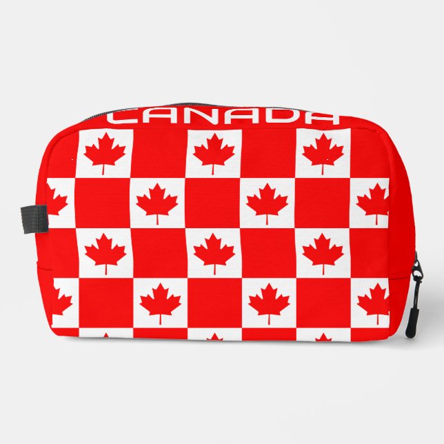 Red Canadian flag personalised toiletry travel bag (Front)