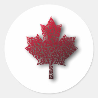 Red Canadian Maple Leaf Classic Round Sticker