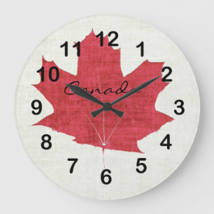 red Canadian maple leaf clock
