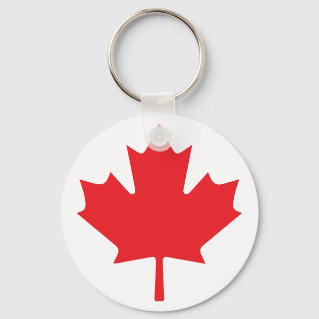 Red Canadian Maple Leaf on White Background Key Ring (Front)
