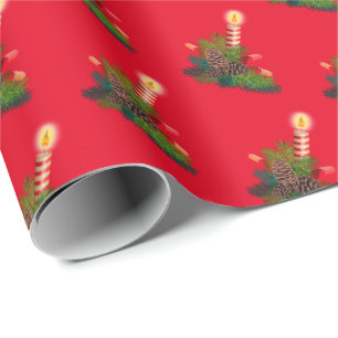 Red Candle Themed Holiday Christmas Gift Wrap
