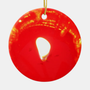 Red Candlelight, Flame , Candle, Christmas Love Ceramic Tree Decoration