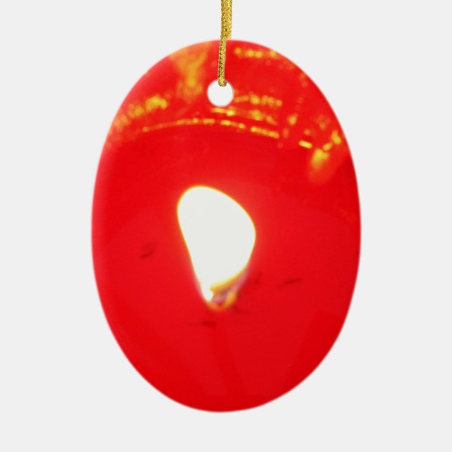 Red Candlelight, Flame , Candle, Christmas Love Ceramic Tree Decoration (Front)