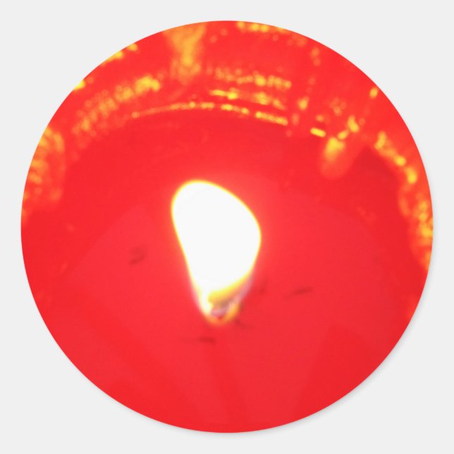 Red Candlelight, Flame , Candle, Christmas Love Classic Round Sticker (Front)