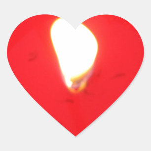 Red Candlelight, Flame , Candle, Christmas Love Heart Sticker
