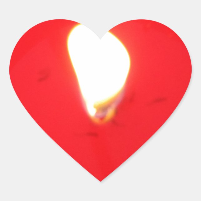 Red Candlelight, Flame , Candle, Christmas Love Heart Sticker (Front)