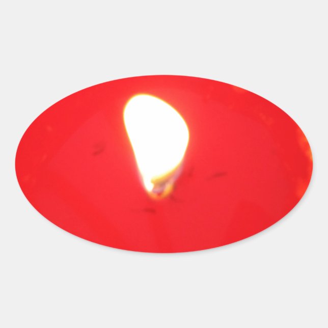 Red Candlelight, Flame , Candle, Christmas Love Oval Sticker (Front)