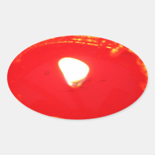 Red Candlelight, Flame , Candle, Christmas Love Oval Sticker