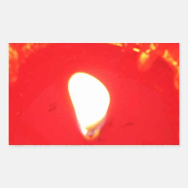 Red Candlelight, Flame , Candle, Christmas Love Rectangular Sticker (Front)