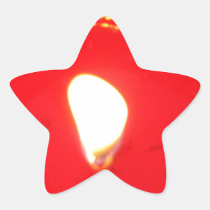 Red Candlelight, Flame , Candle, Christmas Love Star Sticker