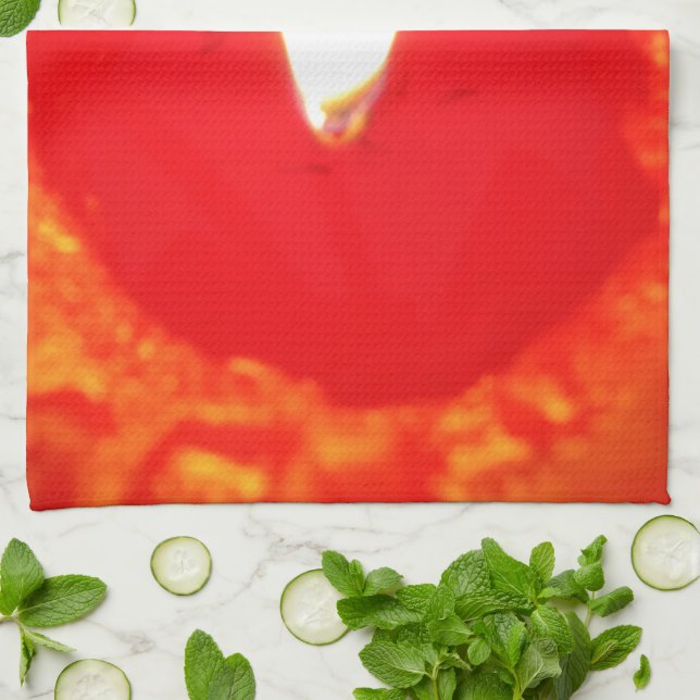 Red Candlelight, Flame , Candle, Christmas Love Tea Towel (Folded)