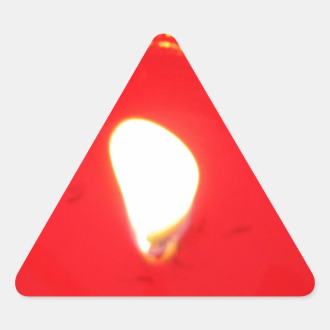 Red Candlelight, Flame , Candle, Christmas Love Triangle Sticker (Front)