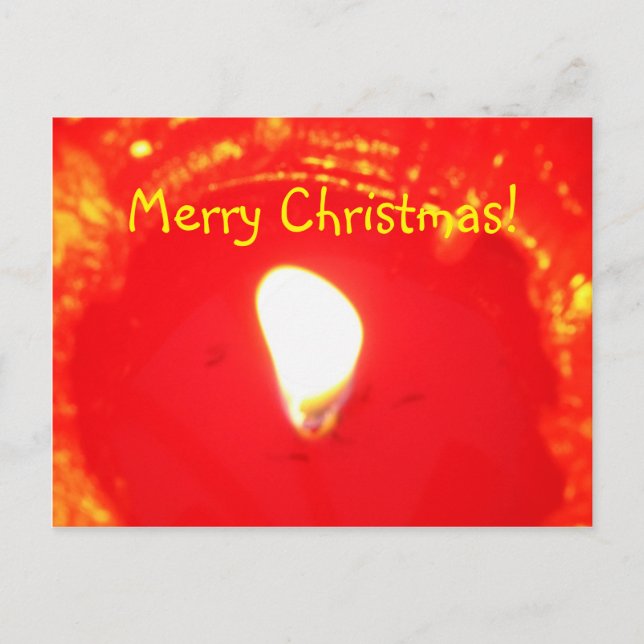 Red Candlelight Flame , Candle, Merry Christmas Holiday Postcard (Front)