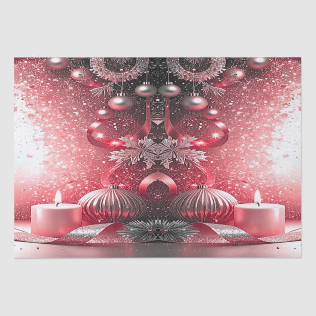 Red Candles Christmas Holiday Tissue Paper (Front)