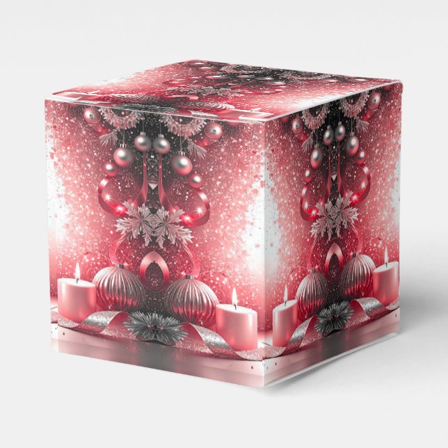 Red Candles Decorative Christmas Holiday Favour Bo Favour Box (Front Side)