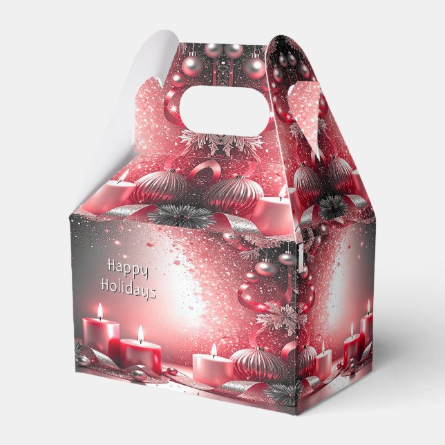 Red Candles Decorative Christmas Holiday Gift Box (Front Side)