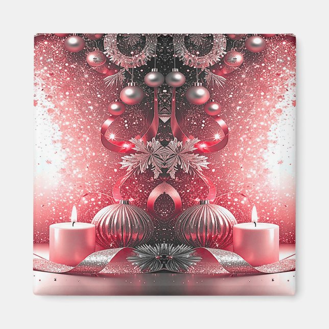 Red Candles Decorative Christmas Holiday Magnet (Front)
