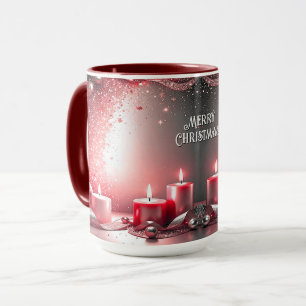 Red Candles Decorative Christmas Holiday Mug