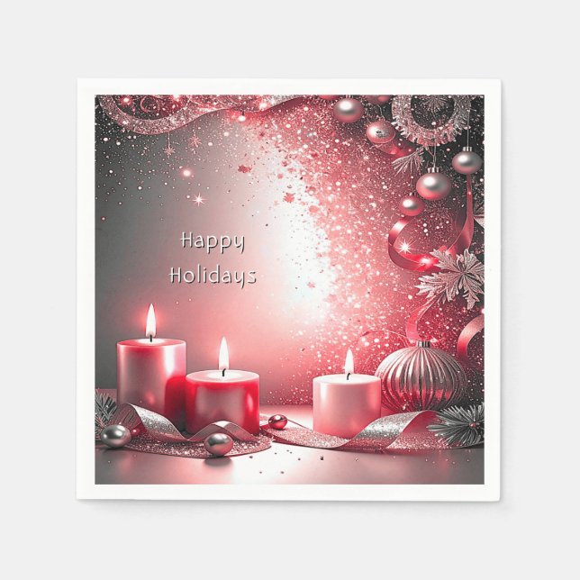 Red Candles Decorative Christmas Holiday Napkin (Front)