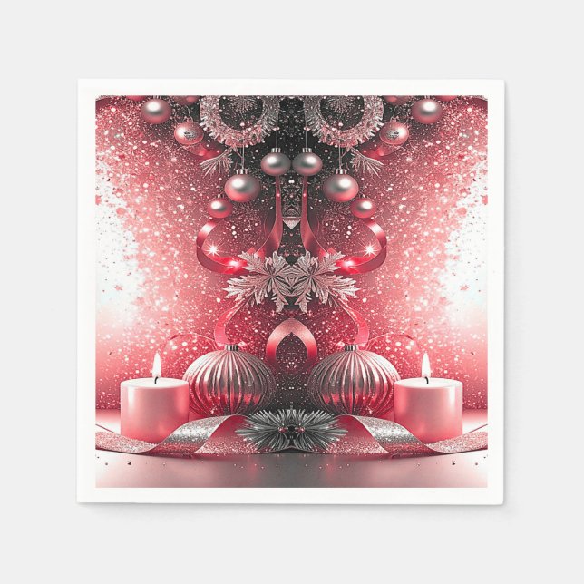 Red Candles Decorative Christmas Holiday Napkin (Front)