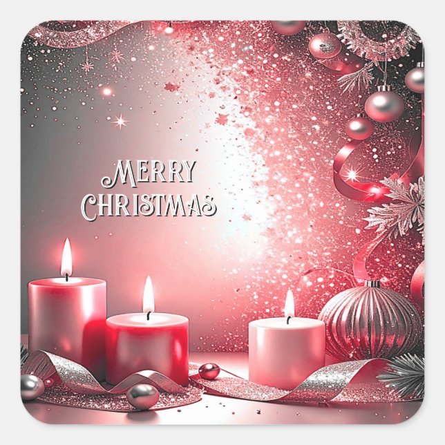 Red Candles Decorative Christmas Holiday Sticker (Front)