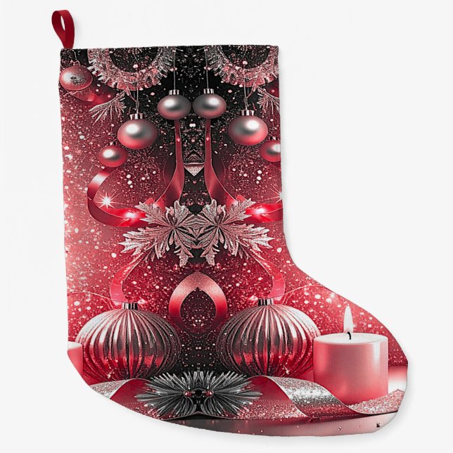 Red Candles Decorative Christmas Holiday Stocking (Front)