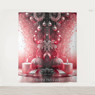 Red Candles Decorative Holiday Backdrop Tapestry