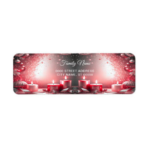 Red Candles Decorative Return Address Label