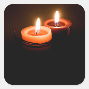 Red candles square sticker