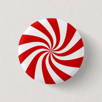 red candy cane 3 cm round badge