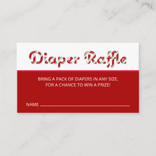 Red Candy Cane Baby Shower Diaper Raffle Ticket Enclosure Card
