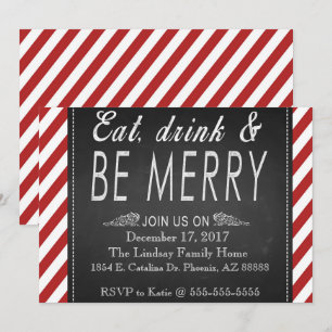 Red Candy Cane Holiday Party Invitation
